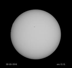 Transito di Mercurio sul Sole del 9 maggio 2016 ripreso da Franco Sofra